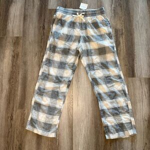 NWT American Eagle Plaid Drawstring Lounge Pants - Gray & Cream